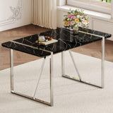 A rustic industrial rectangular MDF black dining table for 4-6 people, with a 1.5 "thick MDF desktop W1151P172403