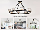 Matte Black Gold Wagon Wheel Chandelier Farmhouse Modern Small Crystal Round Chandelier for Living W1592P233064