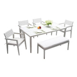 Outdoor Patio Aluminum Stationary Bench With Sunbrella Fabric Cushion , Grayish W1886P163416