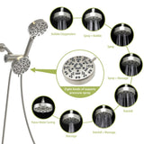 Multi Function Dual Shower Head - Shower System with 4.7" Rain Showerhead, 8-Function Hand Shower, W124362293