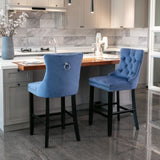 ZNTS Contemporary Velvet Upholstered Barstools with Button Tufted Decoration and Wooden Legs, and Chrome W1143P177249