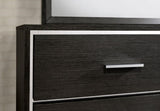 1x Nightstand Solid wood Warm Gray Sleek Modern Lines Chrome Trim Insert Contemporary Bedroom HS11CM7589N-ID-AHD