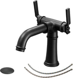 ZNTS Industrial Pipe-Style Bathroom Faucet Black 2-Handle Vanity Mixer Tap Pop-Up Drain Included W1920P254901