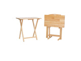 TV Tray Table Set, 3-Piece with 2 Folding Rubberwood Trays and Storage Rack, Natural 40772701