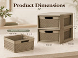 2-Drawer Storage Organizer with Wicker Patterns for Bedroom Bathroom Closet Living Room Nursery 14734553