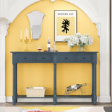 Console Table Sofa Table Easy Assembly with Two Storage Drawers and Bottom Shelf for Living Room, 02754003