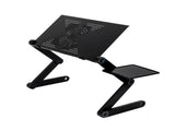 360-Degree Rotation Multifunctional Portable Folding Table with Fan & Mouse Black 35175416