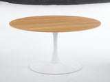42.1"OAK COLOR TOP Tulip Table Mid-century Dining Table for 4-6 people With Round Mdf Table Top, W234P370301