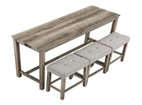Bar Table Set with Power Outlet, Bar Table and Chairs Set, 4 Piece Dining Table Set, Industrial W487P339353