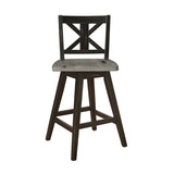 Counter Height Chairs Set of 2, Black X-Back 360-degree Swivel Chair Solid Rubberwood Kitchen Dining B011P194598
