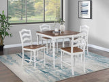White 5-Pc Counter Height Dining Set Dining Table 4 x Chairs Natural wood Grain Look Table Top B011P313698