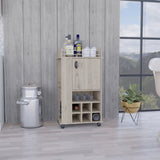 Fargo Bar Cart with Cabinet, 6 Built-in Wine Rack and Casters B200P188865