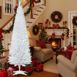 6FT Christmas Tree Slim Pencil Artificial Plant 390 Realistic Branch Tips Plastic Stand White Indoor 68373116