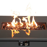 25" H x 42" W Steel Outdoor Fire Pit Table with Lid B120P199398