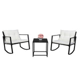 ZNTS Single 2pcs Coffee Table 1pc Exposed Rocking Chair Three-Piece Set Black 86452493