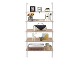 5-Layer Wall-Mounted MDF Iron Frame Display Rack 24.02*12.01*72in White&Oak 76363411
