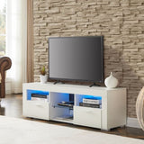 White morden TV Stand with LED Lights,high glossy front TV Cabinet,can be assembled in Lounge Room, W67936012