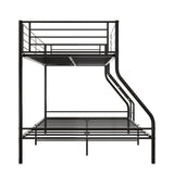 Heavy Duty Twin-Over-Full Metal Bunk Bed, Easy Assembly with Enhanced Upper-Level Guardrail, Black W84056876