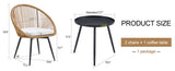 Modern 3-Piece Set 17.7" Anti-Spill Round Coffee Table 2 Rattan Swivel Chairs, Outdoor Patio W1151P250965