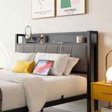 Full Size Bed Frame, Storage Headboard with Charging Station, Solid and Stable, Noise Free, No Box 14849351