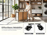 Compact Rolling Bamboo Laundry Hamper with Lid, 2 Sorting Compartments Removable Oxford Liner Bags 81509674