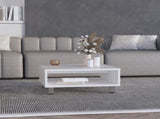 Coffee Table 10.6" H, 1 shelf, 4 legs, White B097P250872
