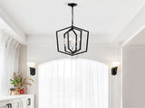 4-Light Farmhouse Kitchen Chandeliers, Matte Black and Sliver Vintage Rustic Cage Light Fixture W1592P209924