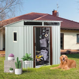 ZNTS 6ft x 5ft Outdoor Metal Storage Shed With window White 40346165