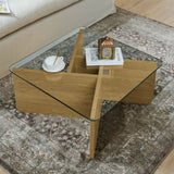 31.5 Inch Glass Coffee, Mid-Century Modern Square Coffee, Living Room Wooden Coffee W2972P277851