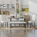 ZNTS 6-Piece Retro Rectangular Dining Table Set, Table with Unique Legs and 4 Upholstered Chairs & 1 47136174