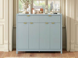 Modern Wave-Pattern Sideboard Cabinet with 2 Drawers and 4 Doors, 3-Level Adjustable Shelves, N711P269068C