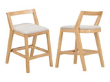 Jasper Indoor Rubberwood Barstool, Natural Finished and Beige Upholstery, Set of 2 N775P336213N
