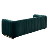 Contemporary Velvet Sofa Couch 84.25''W for Living Room, Green W57946169