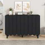 ON-TREND Cream Style Minimalist Shoe Cabinet with 5 Solid Wood Legs, Sideboard Buffet Cabinet with N721P180695B