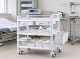 3-Tier Rolling Lab Cart, Mobile Utility Cart with 3 Trays, 4 Silent Wheels & 3 Trash Cans, PP 54275968