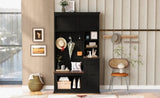U-Can Modern Entryway Bench with Coat Rack, 3 Shelves and Drawers, 3 Sturdy Hooks, 40.2'' Wide Hall N724P264676B