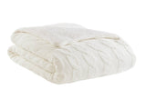 3 Pieces Full/Queen Cable Knit Chenille Comforter Set,Ivory B035P381300