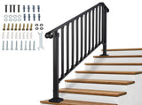 Matte black 4-step ABS plastic handrail for courtyard stairs 16762495