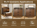 3-in-1 Vanity Desk with Flip Top Lighted Mirror & Storage Stool, Compact Makeup Dressing Table for 32529191