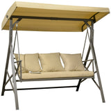 3-Seat Patio Swing Chair, Porch Swing Glider with Cushion, 3 Throw Pillows & Adjustable Canopy for W2225142478