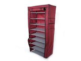 Fashionable Room-saving 9 Lattices Non-woven Fabric Shoe Rack Wine Red 50577644