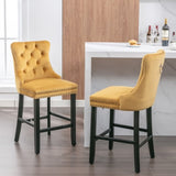 ZNTS Contemporary Velvet Upholstered Barstools with Button Tufted Decoration and Wooden Legs, and Chrome W1143P177583