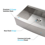 33x22x10"Farmhouse Apron Single Bowl Stainless Steel Kitchen Sink with Workstation W2898P228900