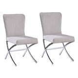 Beige and Chrome Side Chairs with Metal X Shape Legs B062P182722