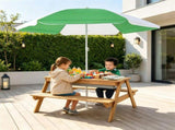 3-in-1 Kids Picnic Table with Adjustable Umbrella, Fir Wood Outdoor Activity Table Set with 95036669