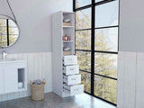 Preston Linen Cabinet, Three Shelves, Four Drawers B128P148966
