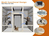 62.6" Outdoor Wooden Cat House Large Catio, Solid Wood Cat Cage Shelter Enclosure Playpen with W773P396361
