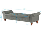 Grey, Solid Wood Legs, Velvet Bedroom End of Bed Storage, Rolled Side Sofa, Toy Storage 89074265