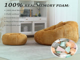 UNITED WE WIN Modern Bean Bag Chairs, Comfy Round Chair for Adults with Ottoman, Leisure Single Sofa W1568P361698