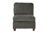 ZNTS 1pc ARMLESS CHAIR ONLY Grey Chenille Fabric Modular Armless Chair Cushion Seat Living Room Furniture B011106631